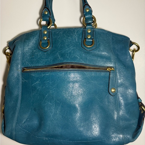Coach Teal Leather Satchel - Picture 3 of 8